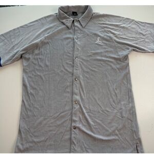 Jordan Brand Grey Ribbed Corduroy Short Sleeve Button Up Shirt XXLT 23 Jumpman